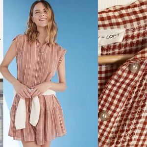Gingham tiered shirtdress
